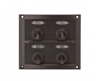 Panel 4 Interruptores  100x110 mm Negro AAA