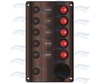 Panel 6 Interruptores Negro con Leds y Toma 12 Voltios