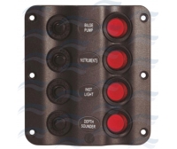 Panel 4 Interruptores Negro con Leds