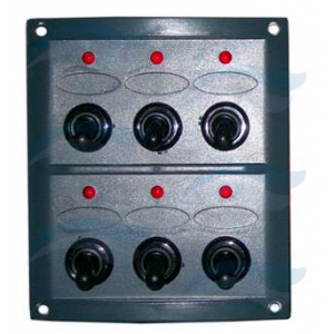 Panel 6 Interruptores  100x125 mm Negro con Leds imnasa