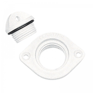 Bouchon de vidange avec bouchon, ovale avec 2 trous, 48 ​​x 36 mm, blanc