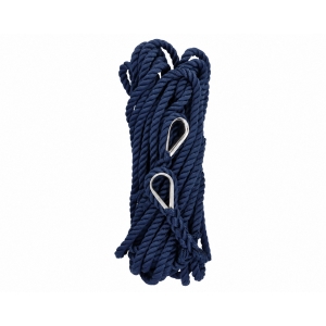 Cabo de amarre alta tenacidad con guardacabos inox 14 mm azul, 2 × 7 m
