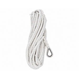 Cabo de amarre alta tenacidad con guardacabos inox 16 mm blanco, 2 × 7 m