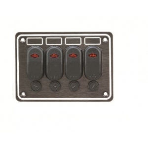 Black 4-Switch Panel with LEDs 133x95mm