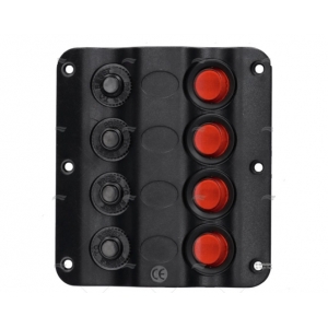 Panel 4 Interruptores Negro con LEDS
