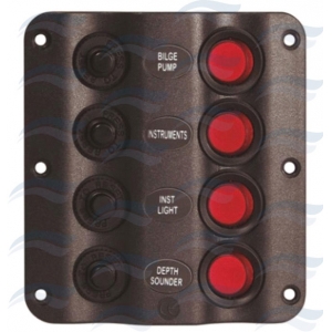 Panel 4 Interruptores Negro con Leds