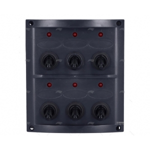 Panel 6 Switches 100x125mm Black with LEDS Imnasa