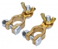Bornes Bateria Laton Con Palomilla + y - Tornillos galvanizados