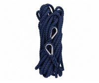 Cabo de amarre alta tenacidad con guardacabos inox 12 mm azul, 2 × 7 m