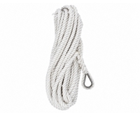 Cabo de amarre alta tenacidad con guardacabos inox 12 mm blanco, 2 × 7 m