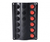Panel 6 Interruptores Negro con LEDS