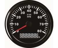 Tachometer 8000 Rpm Black with Hour Meter