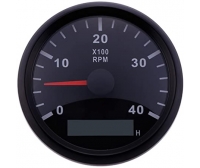 Tachometer 4000 Rpm Black with Hour Meter