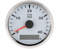Tachometer 4000 Rpm White with Hour Meter